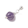 4Pcs 4 Styles Natural Carnelian & Rose Quartz & Green Aventurine & Amethyst Hot Air Balloon Pendants PALLOY-TA00227-5
