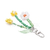 Cat Eye & Glass Seed Beaded Flower Pendant Decorations HJEW-TA00383-02-4