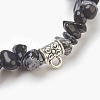 Natural Snowflake Obsidian Beads Stretch Bracelets BJEW-JB03860-04-2