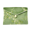 Plum Blossom Embroidery Silk Cloth Envelope Jewelry Storage Bags with Snap Button ABAG-N008-10x12-D01-2