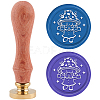 Brass Wax Seal Stamp with Handle AJEW-WH0184-0224-1