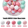 50Pcs 5 Styles Round Silicone Beads SIL-YW0001-22-2