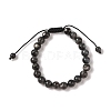 8mm Round Natural Larvikite Braided Bead Bracelets BJEW-C067-01B-07-2
