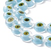 Handmade Evil Eye Lampwork Flat Round Bead Strands LAMP-L058-8mm-18-3