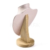 Bust Shaped Microfiber & Wood Jewelry Necklace & Earrings Display Stands NDIS-H042-01B-03-2