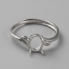 Rhodium Plated 925 Sterling Silver Adjustable Ring Findings FIND-WH0152-384-1