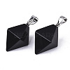 Natural Black Stone Double Terminated Pointed Pendants G-S359-093A-2