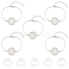 Beebeecraft 5Pcs 304 Stainless Steel Flat Round Cabochon Setting Bracelets DIY-BBC0001-72-1