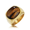 304 Stainless Steel with Natural Tiger Eye Finger Rings for Men FS-WG155DB-08-1