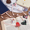 12Pcs 6 Colors  Printed Imitation Leather Bookmarks AJEW-OC0004-41-5
