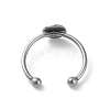 Non-Tarnish Adjustable 304 Stainless Steel Finger Rings Components STAS-K278-04B-P-3