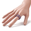 Natural Amethyst & Glass Braided Beaded Stretch Ring for Women RJEW-JR00546-02-3