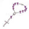 Glass Imitation Pearl Rosary Bead Bracelaets for Easter BJEW-WH0007-01-1