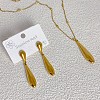 Teardrop 304 Stainless Steel Pendant Necklaces & Stud Dangle Earrings Sets FS-WGBFCD6-01-2