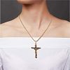 Cross Pendant Necklace with Jesus Crucifix Religious Necklace Sacrosanct Charm Neck Chain Jewelry Gift for Birthday Easter Thanksgiving Day JN1109C-4