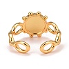 Real 18K Gold Plated Brass Cuff Ring RJEW-C014-03-3