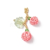 Glass Seed Beaded Berries & Leaf Pendants PALLOY-MZ01114-02-1
