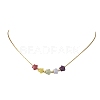 Natural & Synthetic Mixed Gemstone Beaded Pendant 304 Stainless Steel Boston Link Chain Necklaces NJEW-JN06419-01-3
