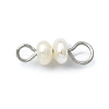 Natural Cultured Freshwater Pearl Connector Charms PALLOY-JF02263-02-1