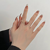 Brass Glasses Frame Open Cuff Ring for Women RJEW-F140-140P-4
