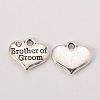 Wedding Party Supply Antique Silver Alloy Rhinestone Heart Carved Word Brother of Groom Wedding Family Charms TIBEP-N005-26D-1