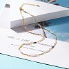 Imitation Pearl & Glass Seed Beaded Chain Necklace for Women NJEW-JN03807-3