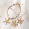 Starfish Alloy & Polyester Cord Pendant Necklaces & Stud Earrings Sets FS-WGCE349-01-1