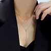 Flat Round 304 Stainless Steel Micro Pave Clear Cubic Zirconia Pendant Double Layer Y Necklaces for Women FS-WG7B3FB-02-2