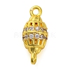 Brass Micro Pave Clear Cubic Zirconia Hollow Oval Connector Charms KK-A230-05A-G-1