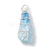 Electroplated Natural Quartz Crystal Copper Wire Wrapped Pendants PALLOY-JF02676-02-4