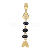 Brass Pave Cubic Zirconia Clear Cubic Zirconia & Natural Lapis Lazuli & Enamel European Dangle Charms GG-CBA3401-01G-B06-1