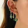 4Pcs Brass Glass Hoop Earring & Cuff Earring Sets FS-WG63380-04-3