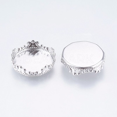 Tarnish Resistant 304 Stainless Steel Lace Edge Bezel Cups STAS-I097-061-15MM-1