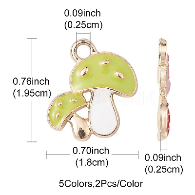 10Pcs 5 Colors Autumn Theme Alloy Enamel Pendants ENAM-YW0002-79-1
