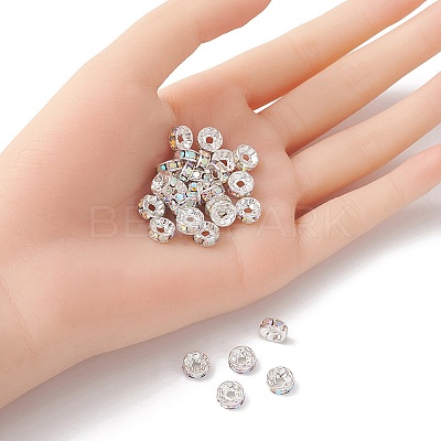 Brass Rhinestone Spacer Beads RB-YW0001-04D-02S-1