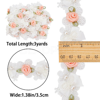 Embroidery Floral Lace Ribbon, 3 inches