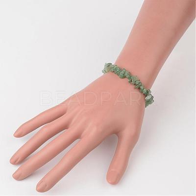 Natural Green Aventurine Chip Beaded Stretch Bracelets BJEW-JB02243-01-1