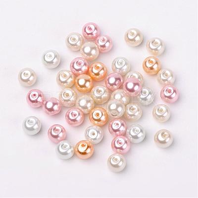 Barely Pink Mix Pearlized Glass Pearl Beads HY-X006-8mm-01-1