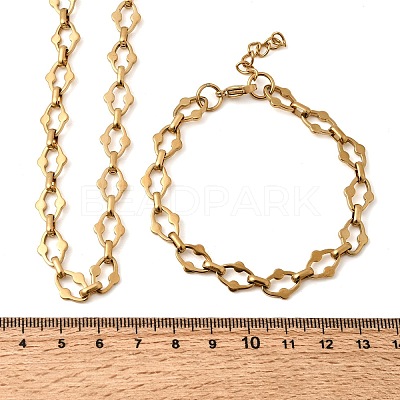 304 Stainless Steel Link Chain Bracelet & Necklace Jewelry Sets SJEW-L199-20G-1