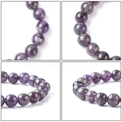Natural Amethyst Beaded Stretch Bracelets B072-2-1