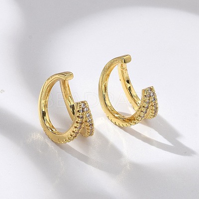Clear Cubic Zirconia Double Line Cuff Earrings EJEW-R150-14G-1