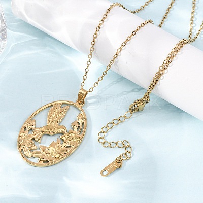 304 Stainless Steel Pendant Cable Chain Necklaces for Men Women NJEW-K308-03C-G-1
