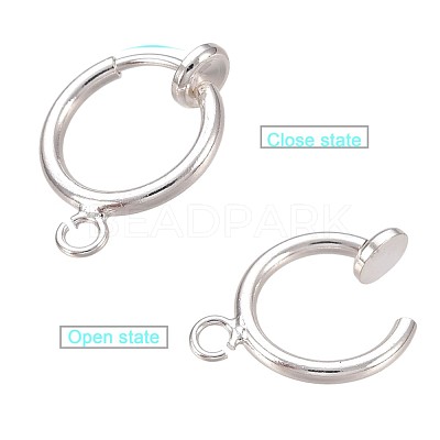 Brass Clip-on Hoop Earring Findings X-KK-P102-01S-1