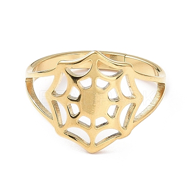 Ion Plating(IP) 304 Stainless Steel Spider Web Adjustable Rings for Women RJEW-I097-07G-1