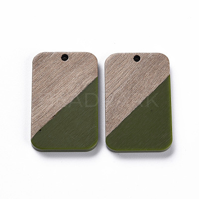 Opaque Resin & Walnut Wood Pendants RESI-T035-38F-1