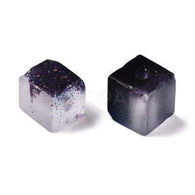 Frosted Glass Beads with Golden Glitter Powder DGLA-NH001-6mm-01B-1