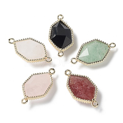 Natural Mixed Gemstone Connector Charms G-C087-02G-A-1