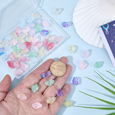 80Pcs 10 Colors Transparent Spray Paint Glass Beads GLAA-SC0003-33-1