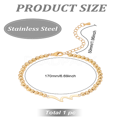 1Pc 301 Stainless Steel Ball Chain Bracelets for Women Men BJEW-LP0001-45G-1
