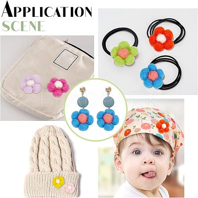 14Pcs 7 Colors Wool Needle Felting Flower Crafts DIY-FG0003-06-1